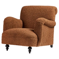 Modern Roll Arm Tight Seat Upholstered Chair with Turned Legs