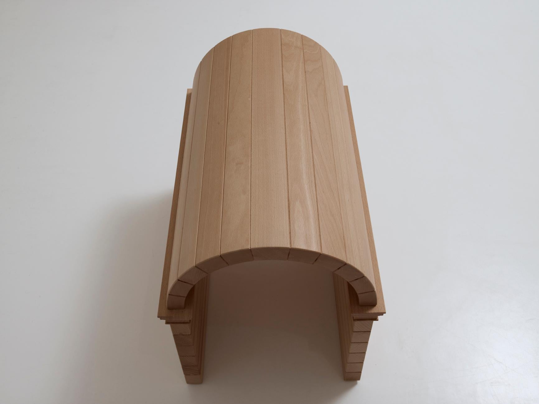 Italian Modern Ron Gilad for Dilmos Limited Edition Hardwood Bench Sculpture Stool For Sale