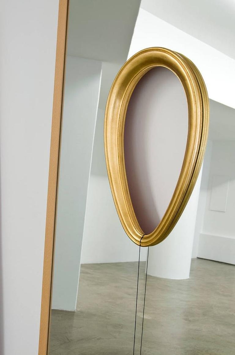 Italian Modern Ron Gilad for Dilmos Limited Edition Rectangular Mirror Golden Leaf For Sale