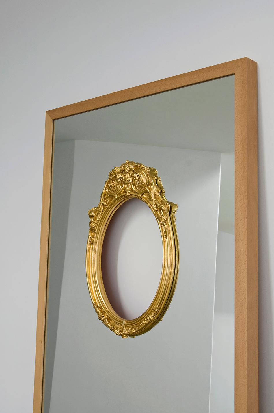 Hand-Crafted Modern Ron Gilad for Dilmos Limited Edition Rectangular Mirror Golden Leaf For Sale