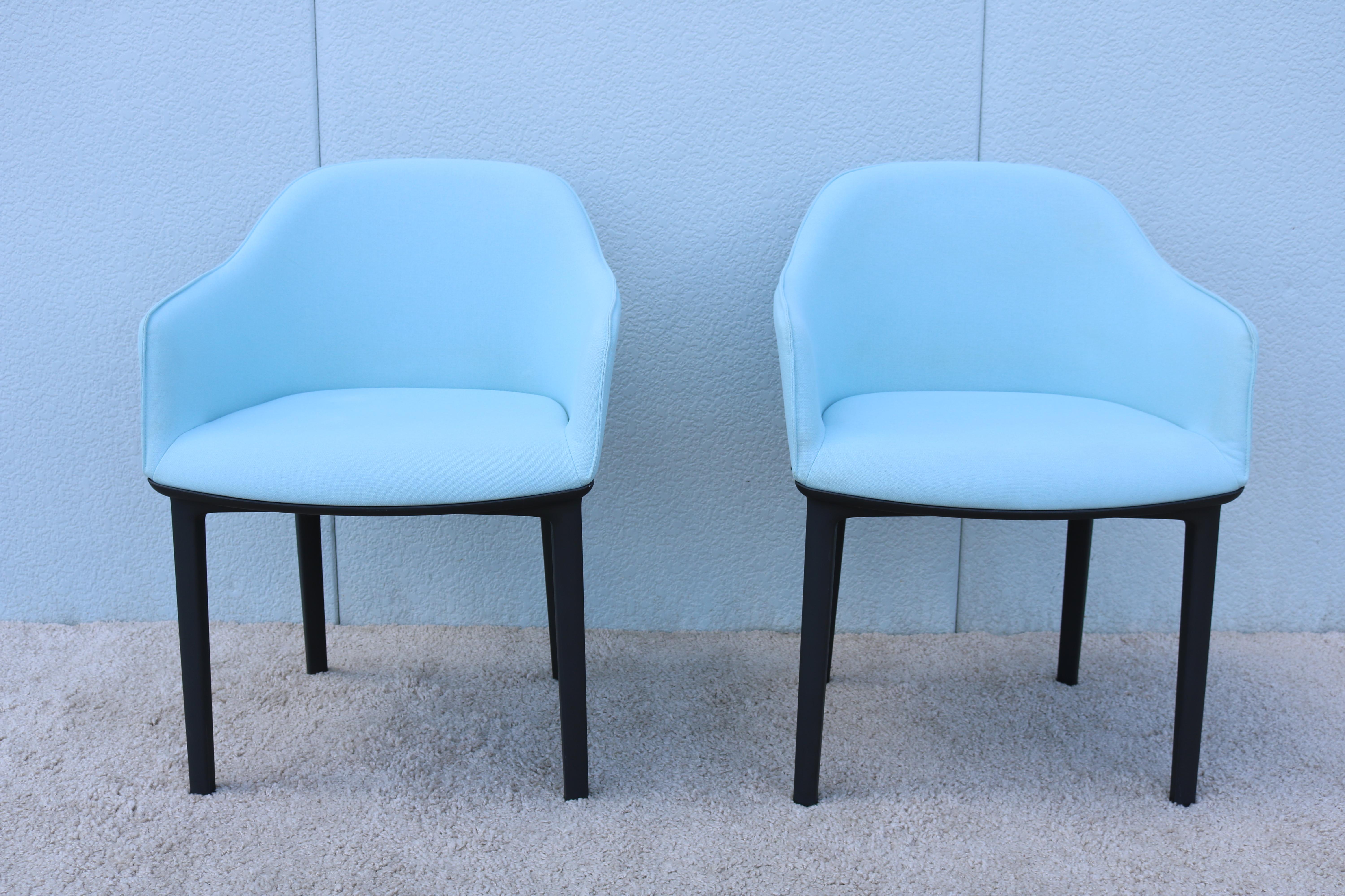 Modern Ronan and Erwan Bouroullec for Vitra Ice Blue Softshell Chairs, a Pair For Sale 4