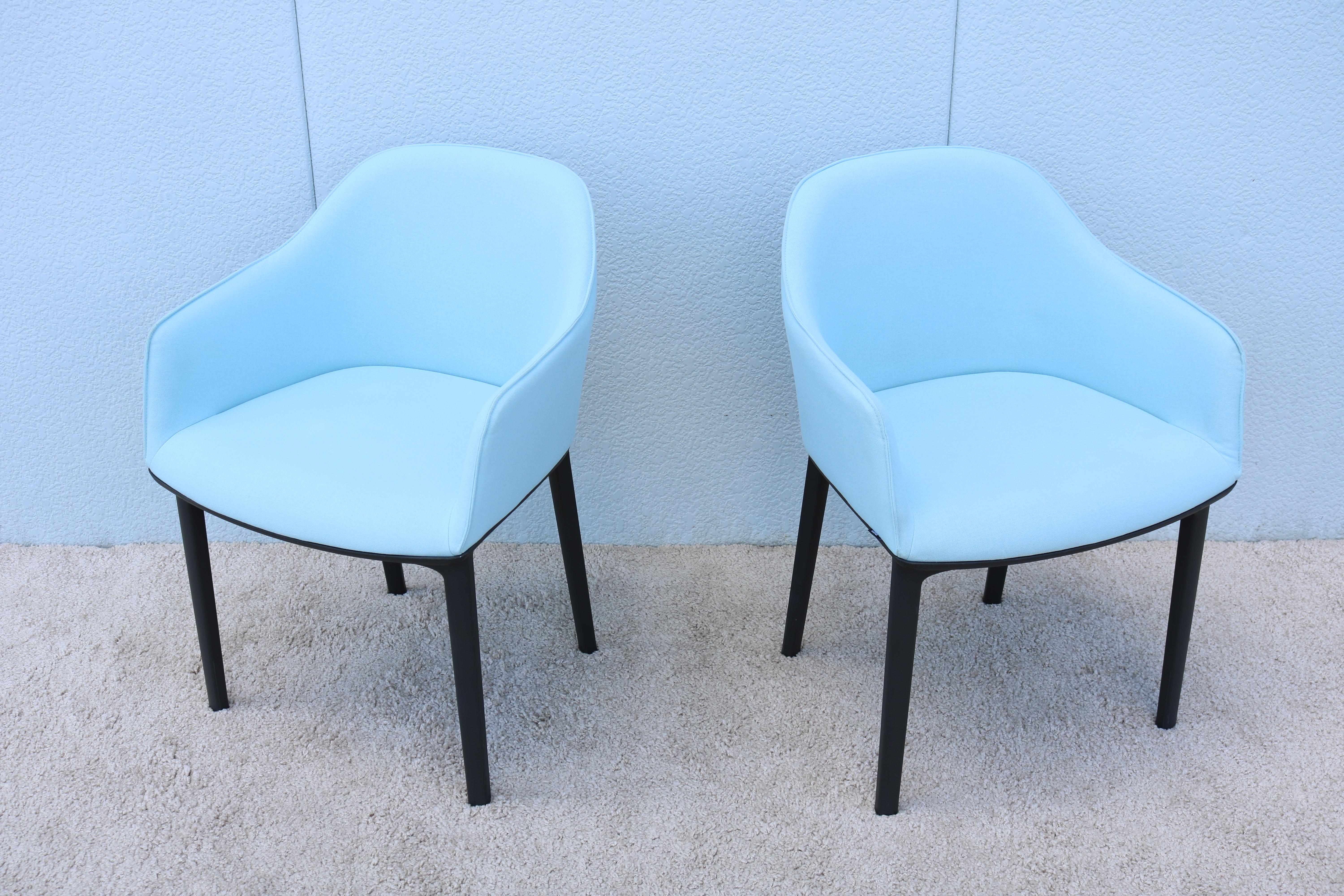 Modern Ronan and Erwan Bouroullec for Vitra Ice Blue Softshell Chairs, a Pair In Excellent Condition For Sale In Secaucus, NJ