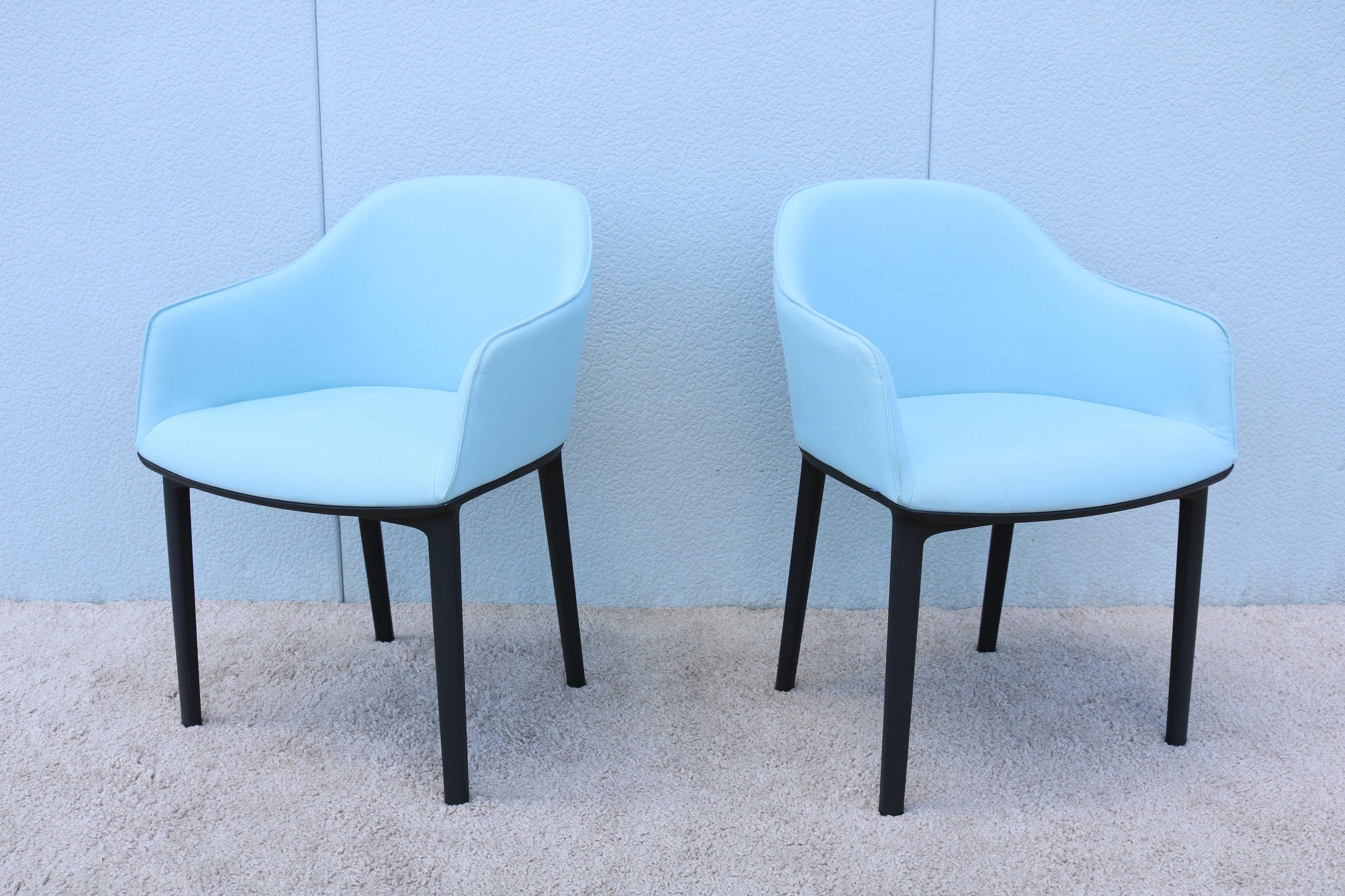 Contemporary Modern Ronan and Erwan Bouroullec for Vitra Ice Blue Softshell Chairs, a Pair For Sale