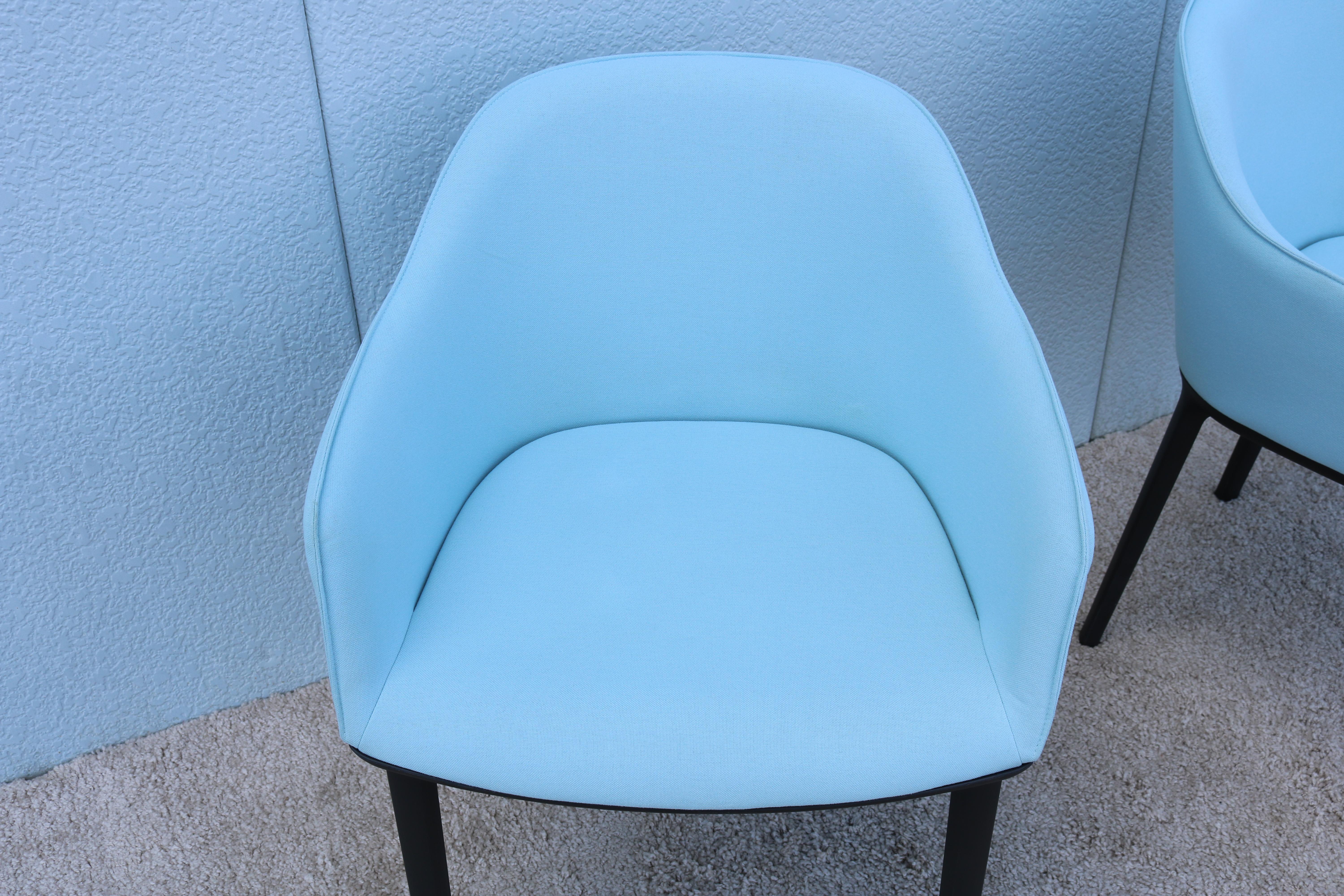 Modern Ronan and Erwan Bouroullec for Vitra Ice Blue Softshell Chairs, a Pair For Sale 1