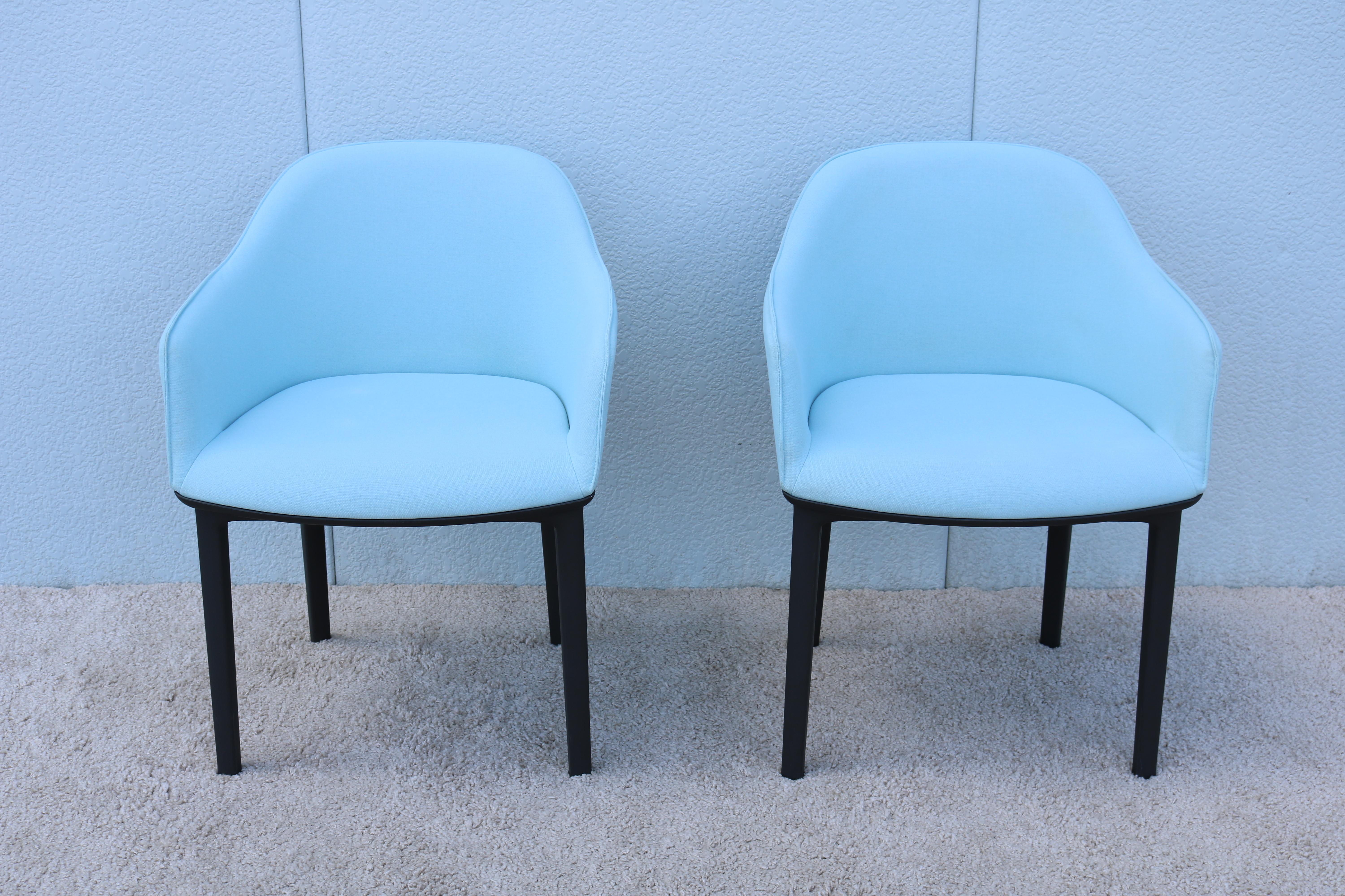 Modern Ronan and Erwan Bouroullec for Vitra Ice Blue Softshell Chairs, a Pair For Sale 3