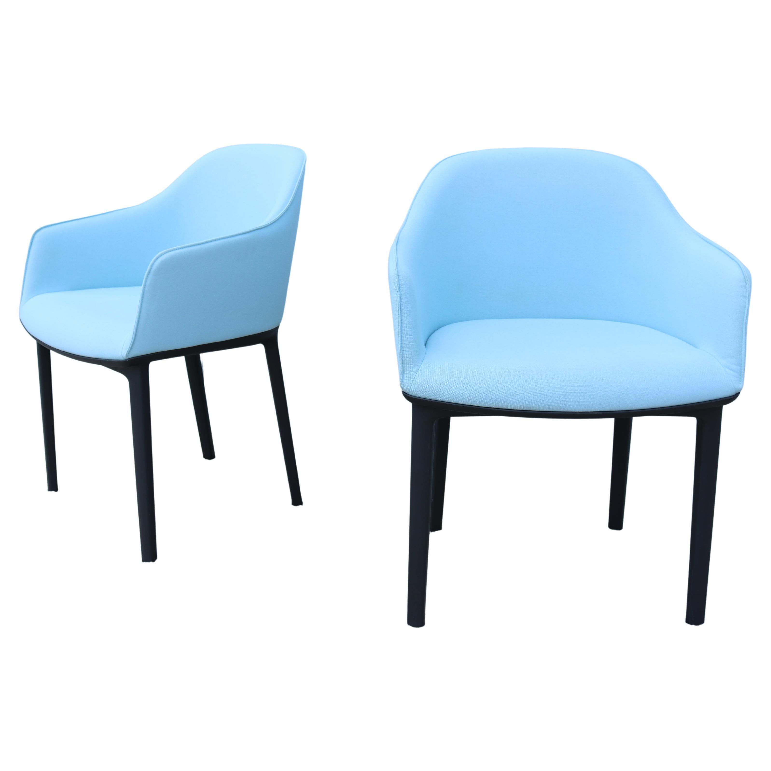 Modern Ronan and Erwan Bouroullec for Vitra Ice Blue Softshell Chairs, a Pair For Sale