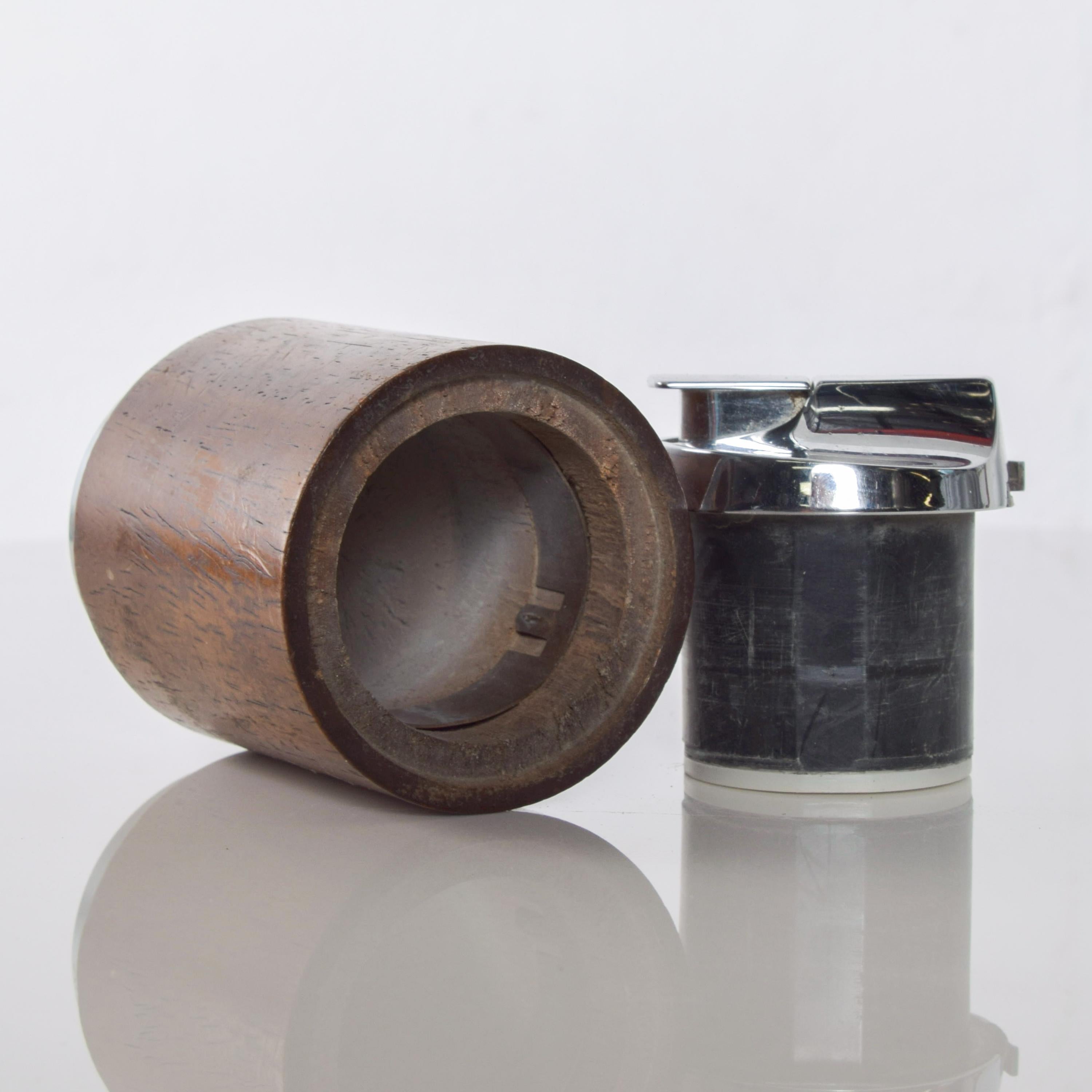 Modern Ronson Varaflame Teak and Chrome Table Lighter Made England, 1960s 1