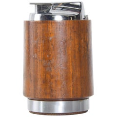 Modern Ronson Varaflame Teak and Chrome Table Lighter Made England, 1960s