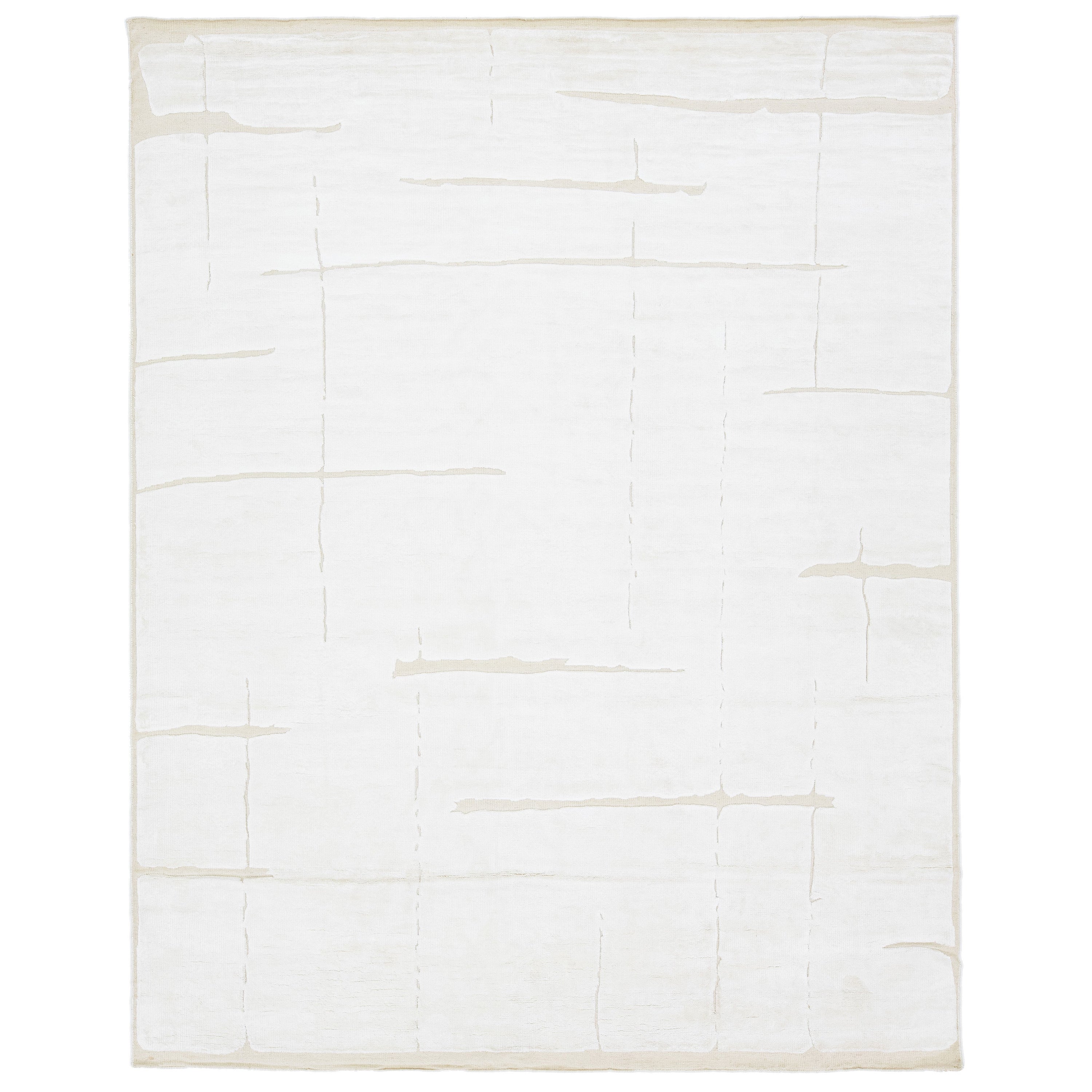 Moderner Wollteppich im marokkanischen Stil in Zimmergröße mit minimalistischem Design im Angebot