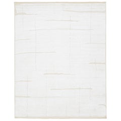 Modern Room Size Moroccan Style Wool Rug With Minimalist Design