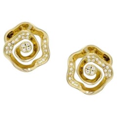 Modern Rose Diamond Yellow Gold Earring for Her