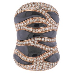 Modern Rose Gold Diamond Onyx Zebra Cocktail Ring