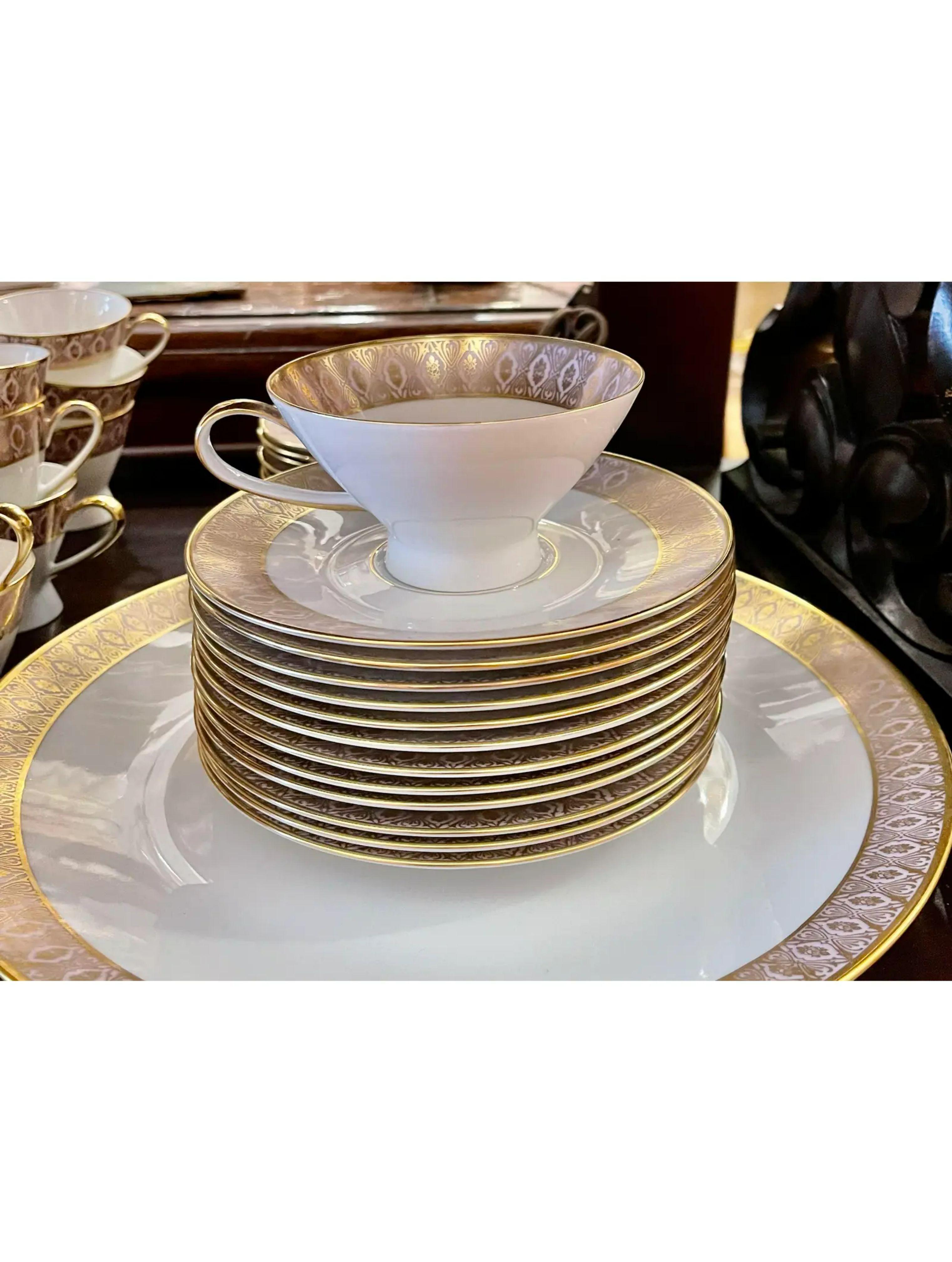 Modern Rosenthal Continental Pink & Gold Porcelain Dinnerware 120 Pc Set 5