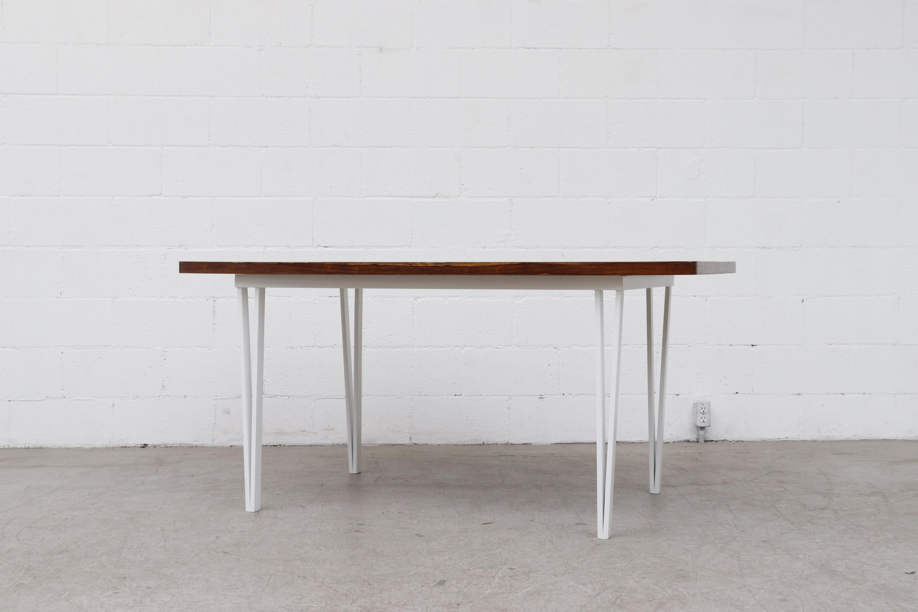 white metal dining table