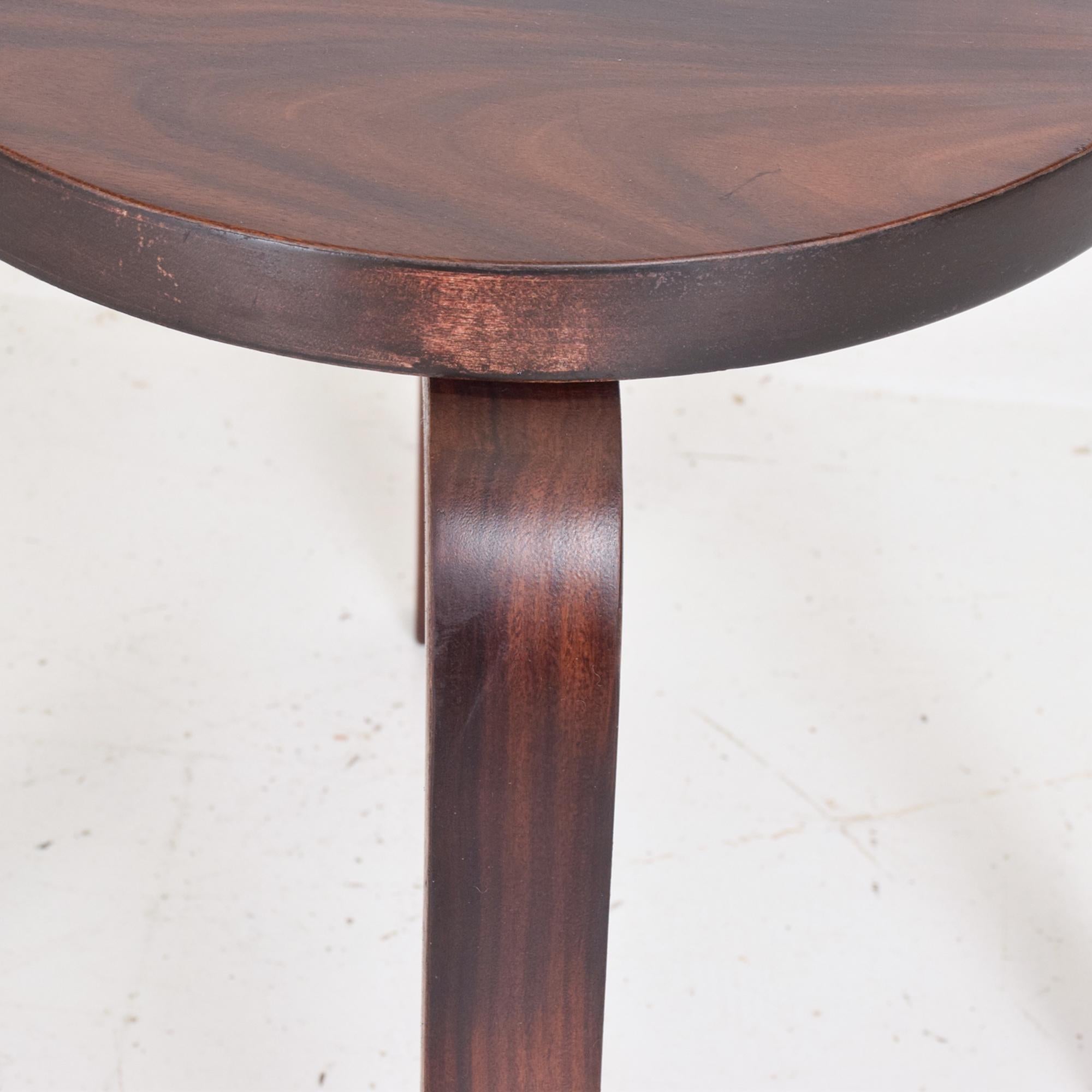 Modern Rosewood Low Stool E60 Iconic Design by Alvar Aalto for Artek Denmark In Good Condition In Chula Vista, CA