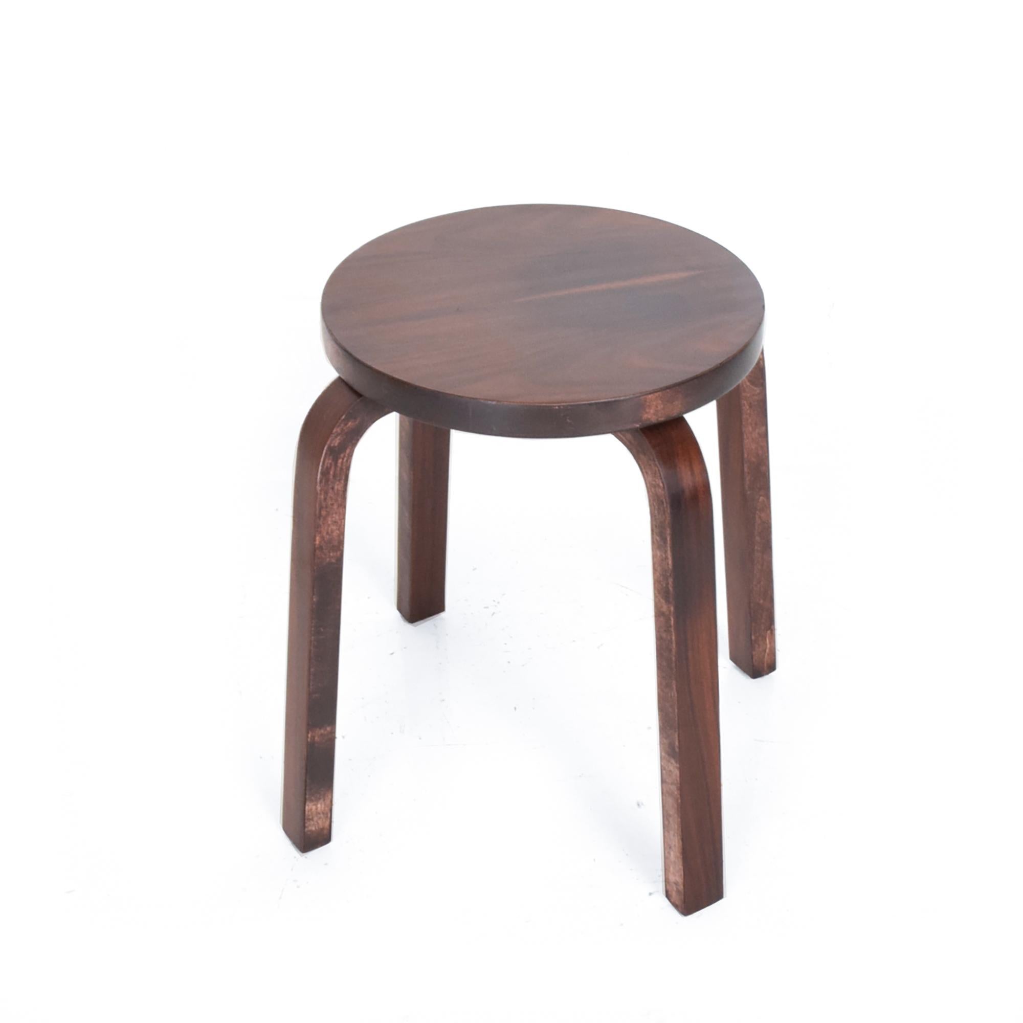 Late 20th Century Modern Rosewood Low Stool E60 Iconic Design by Alvar Aalto for Artek Denmark