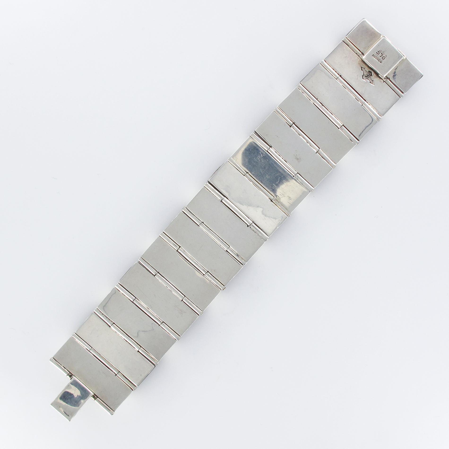 Modern Rosewood Silver Designer Cuff Bracelet For Sale 9