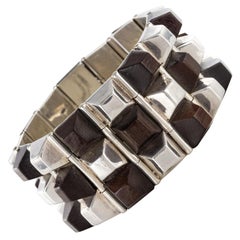 Modernes Rosenholz Silber Designer Manschettenarmband