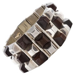 Pulsera brazalete de diseño moderno en plata de palisandro