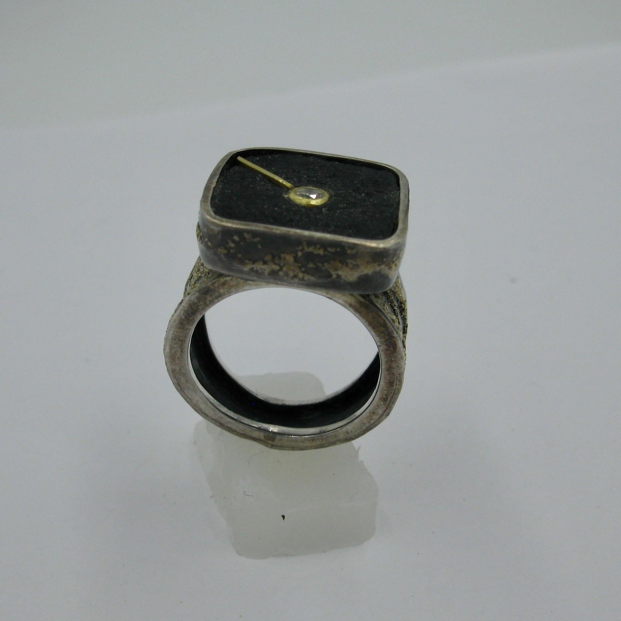 Women's Modern Ross Coppelman Ring Sterling Silver Diamond 22 Karat Gold Hardstone Retro For Sale