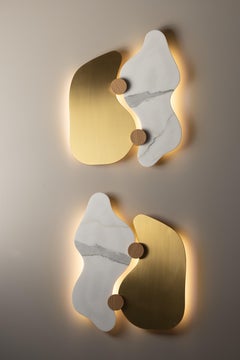 Pièce d'art mural Rossim, laiton et marbre, fabriquée à la main au Portugal par Greenapple