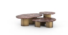 Tavolino modulare Modern Rosso Levanto, Arbel, set da 3 pezzi, realizzato a mano da Greenapple
