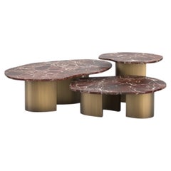 Tavolino modulare Modern Rosso Levanto, Arbel, set da 3 pezzi, realizzato a mano da Greenapple