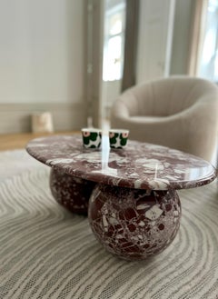 Modern Rosso Levanto Red Marble Coffee Table - Marble End Table - Side Table