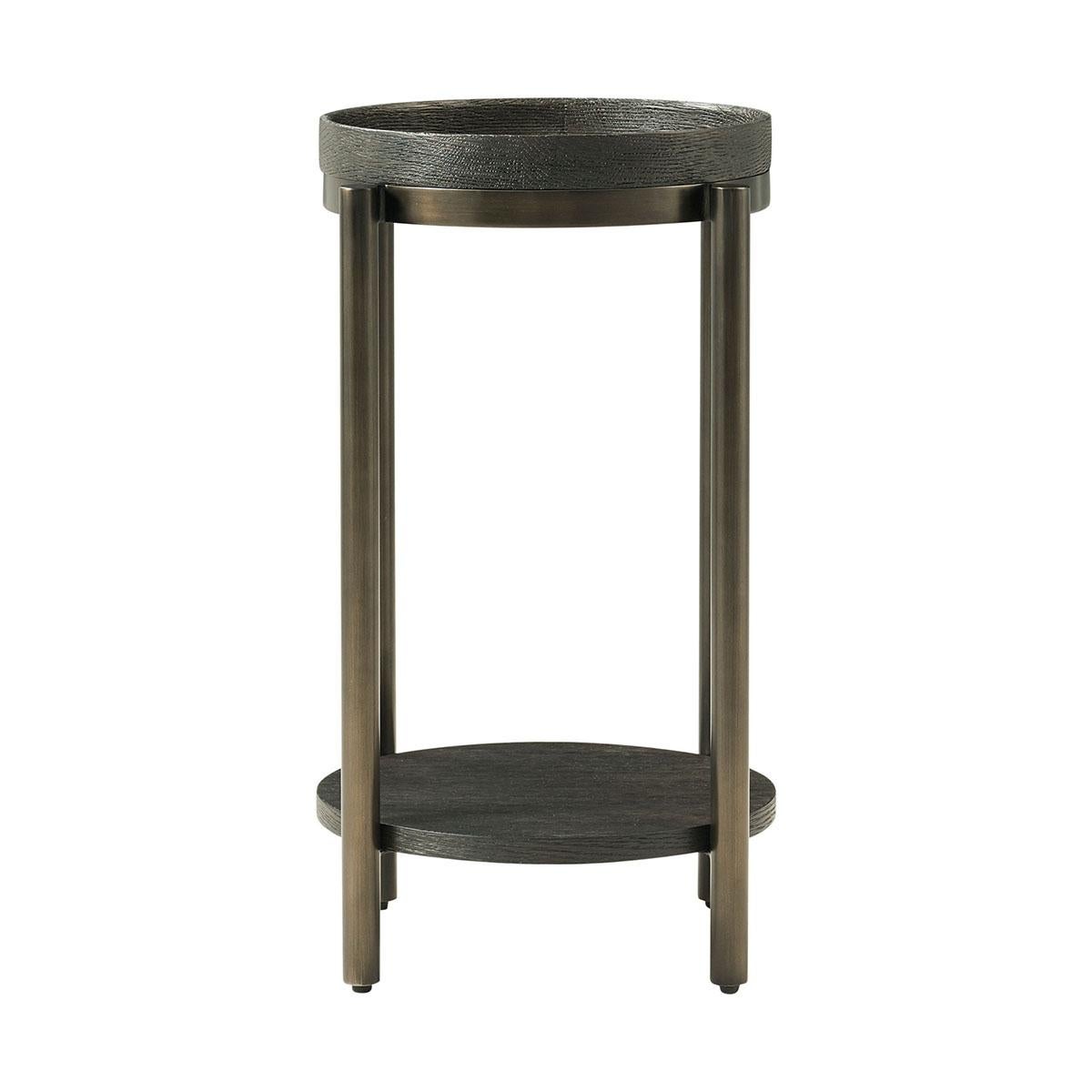 Mid-Century Modern Modern Round Accent Table - Dark For Sale