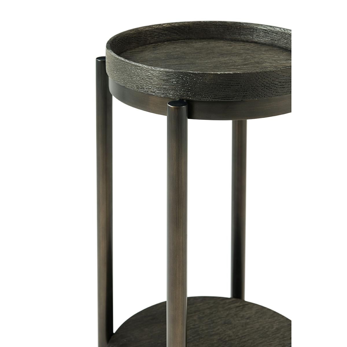Contemporary Modern Round Accent Table - Dark For Sale