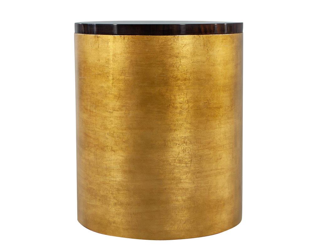 American Modern Round Accent Table in Gold Leaf  For Sale