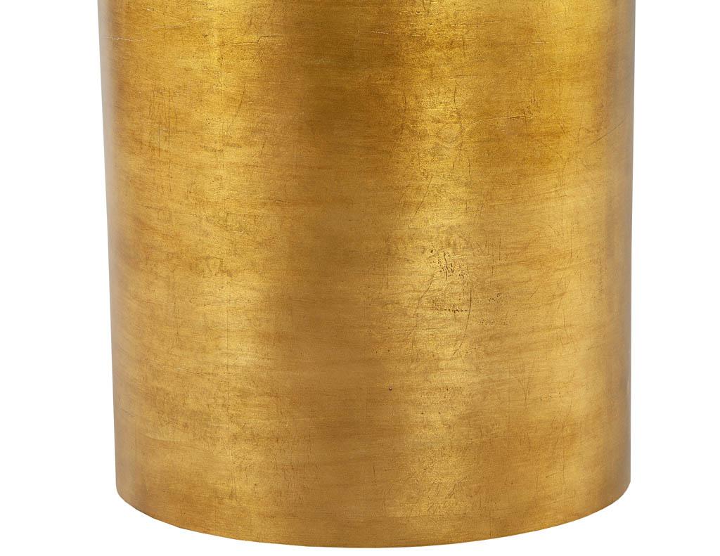 Contemporary Modern Round Accent Table in Gold Leaf  For Sale