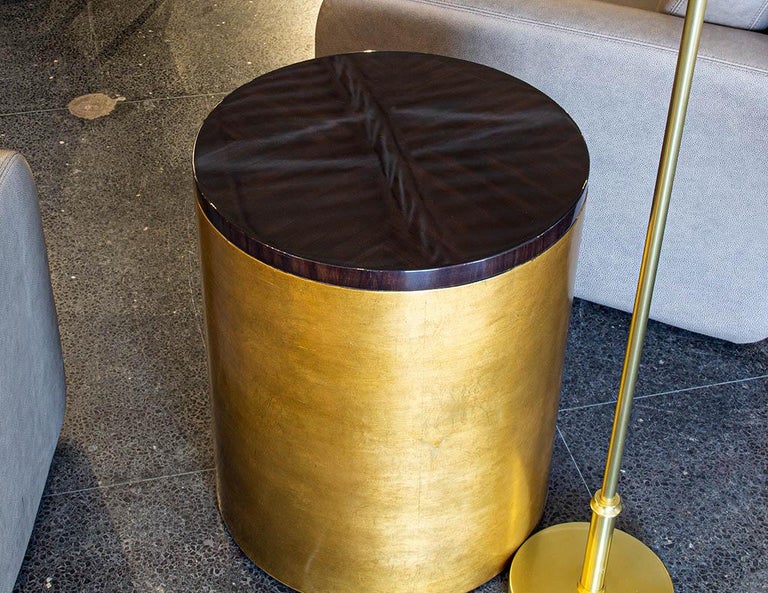 Modern Round Accent Table in Gold Leaf For Sale at 1stDibs