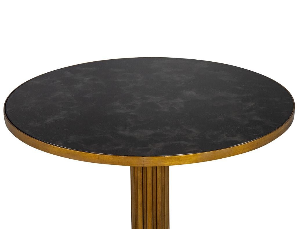 American Modern Round Antiqued Gold Accent Table