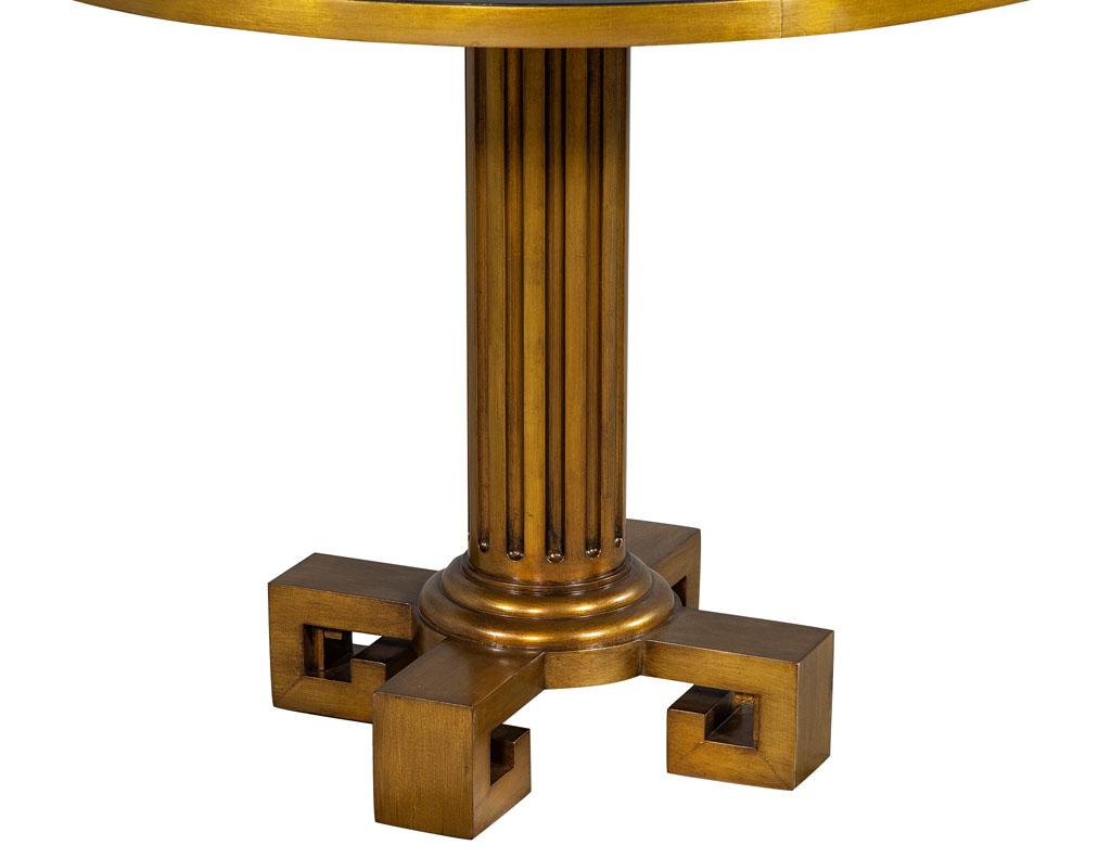 Glass Modern Round Antiqued Gold Accent Table