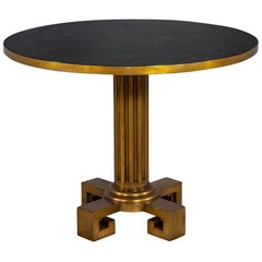 Modern Round Antiqued Gold Accent Table