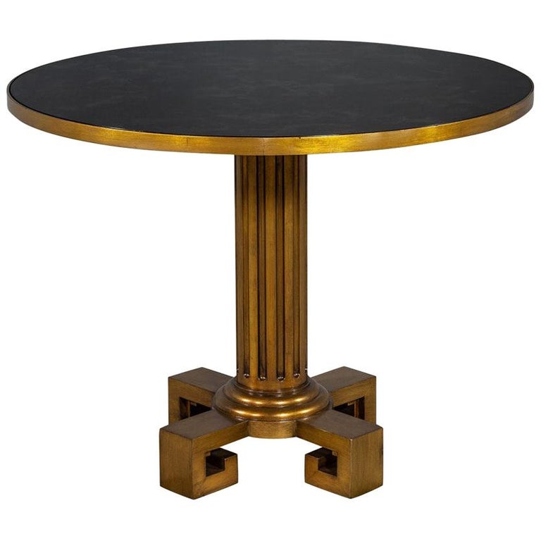 Modern Round Antiqued Gold Accent Table For Sale at 1stdibs
