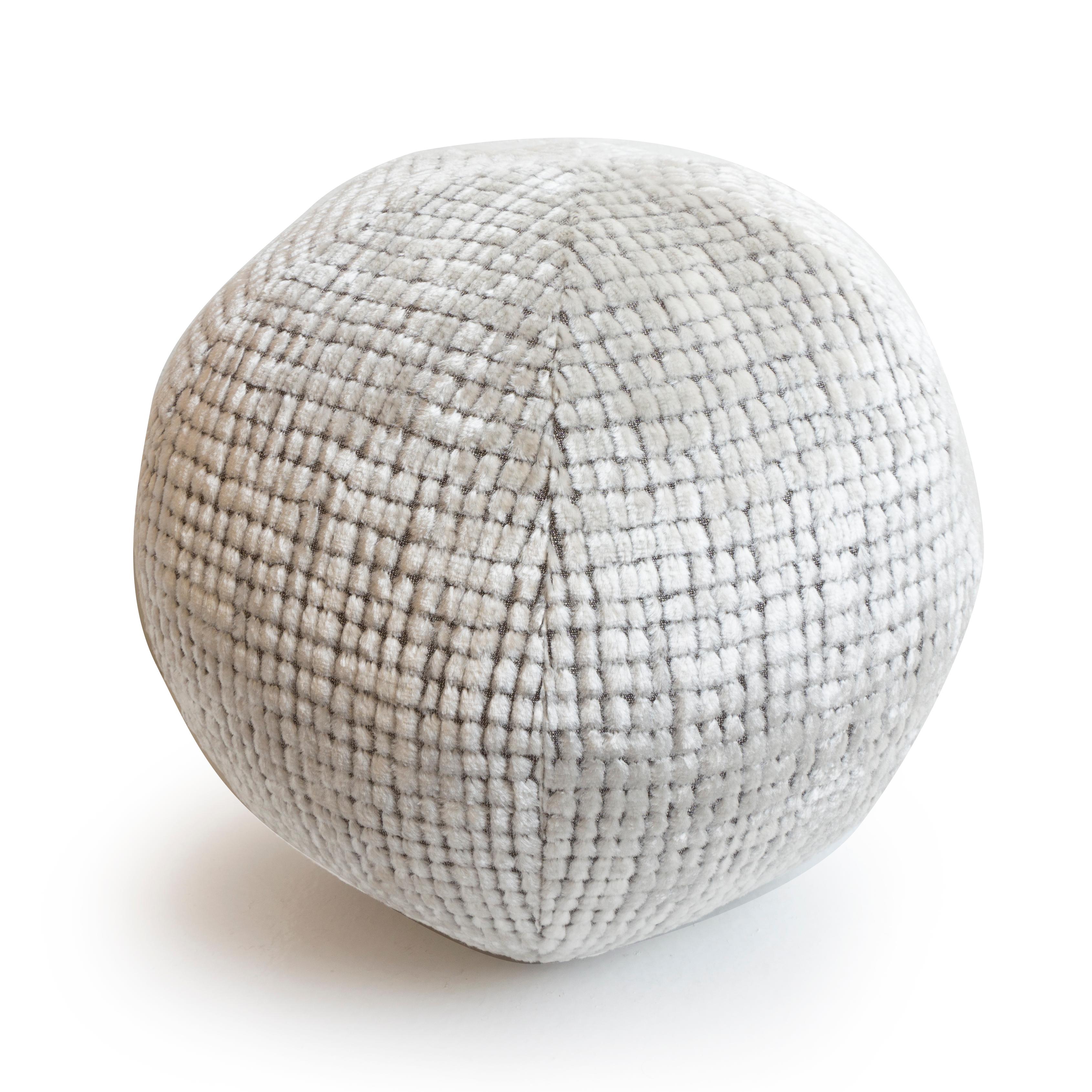 American Modern Round Ball Pillow in Cut Velvet For Sale