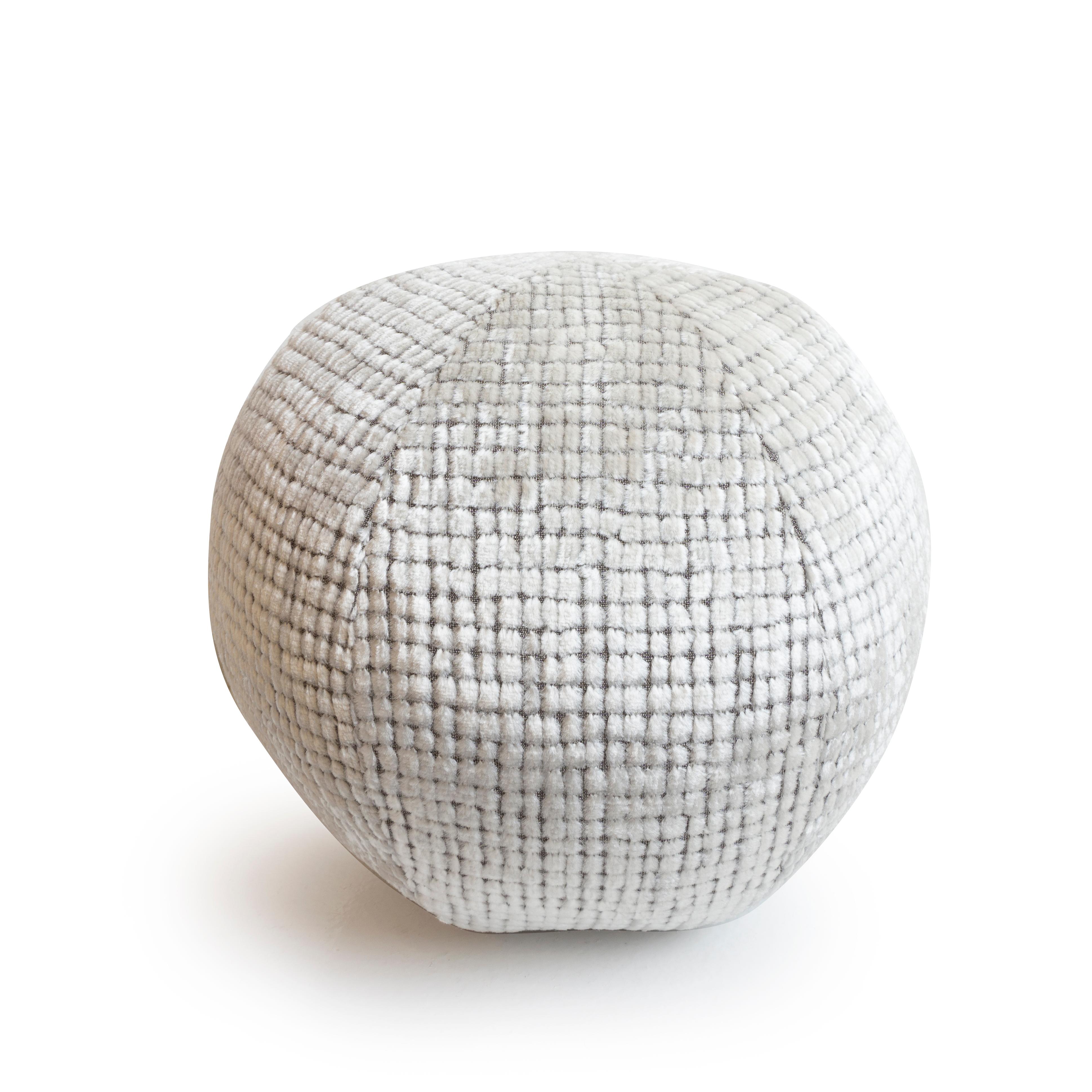 Modern Round Ball Pillow in Cut Velvet In New Condition For Sale In Greenwich, CT