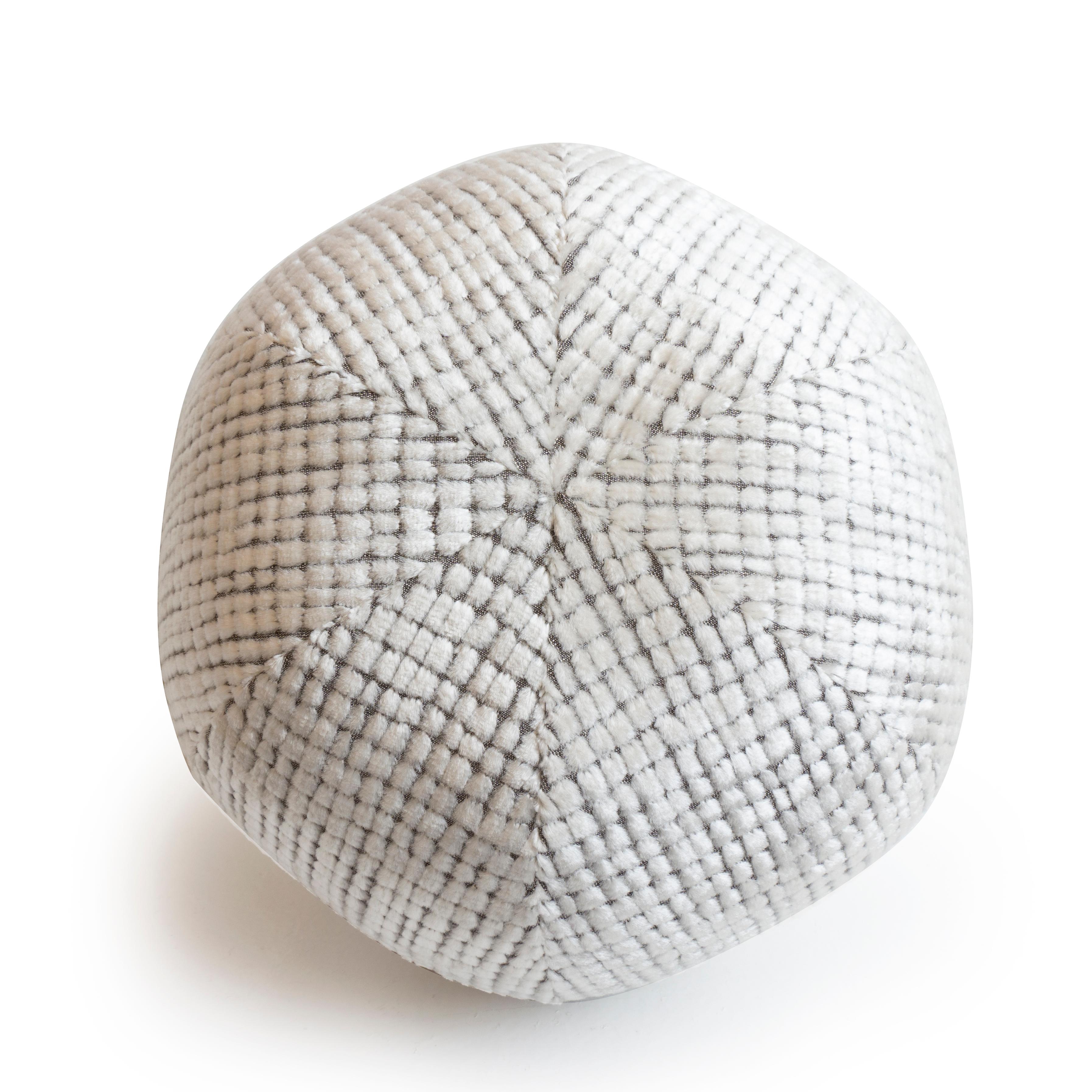 Contemporary Modern Round Ball Pillow in Cut Velvet For Sale