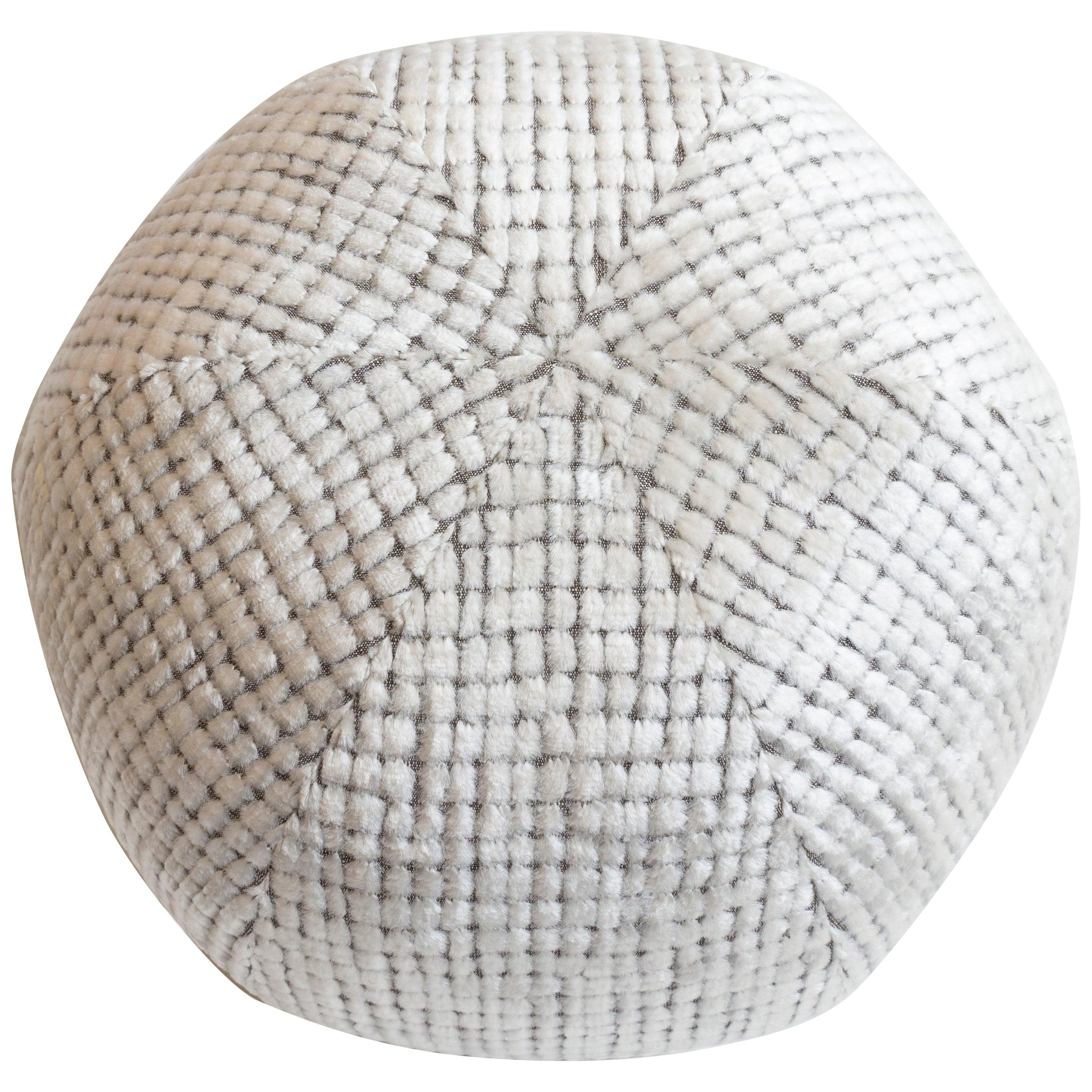 Modern Round Ball Pillow in Cut Velvet For Sale