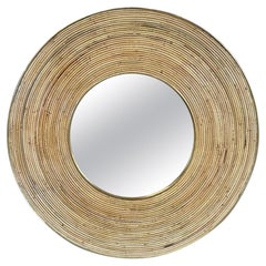 Specchi moderni rotondi in bambù e ottone