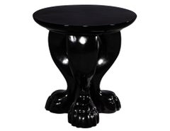 Modern Round Black Lacquered Claw Side Table