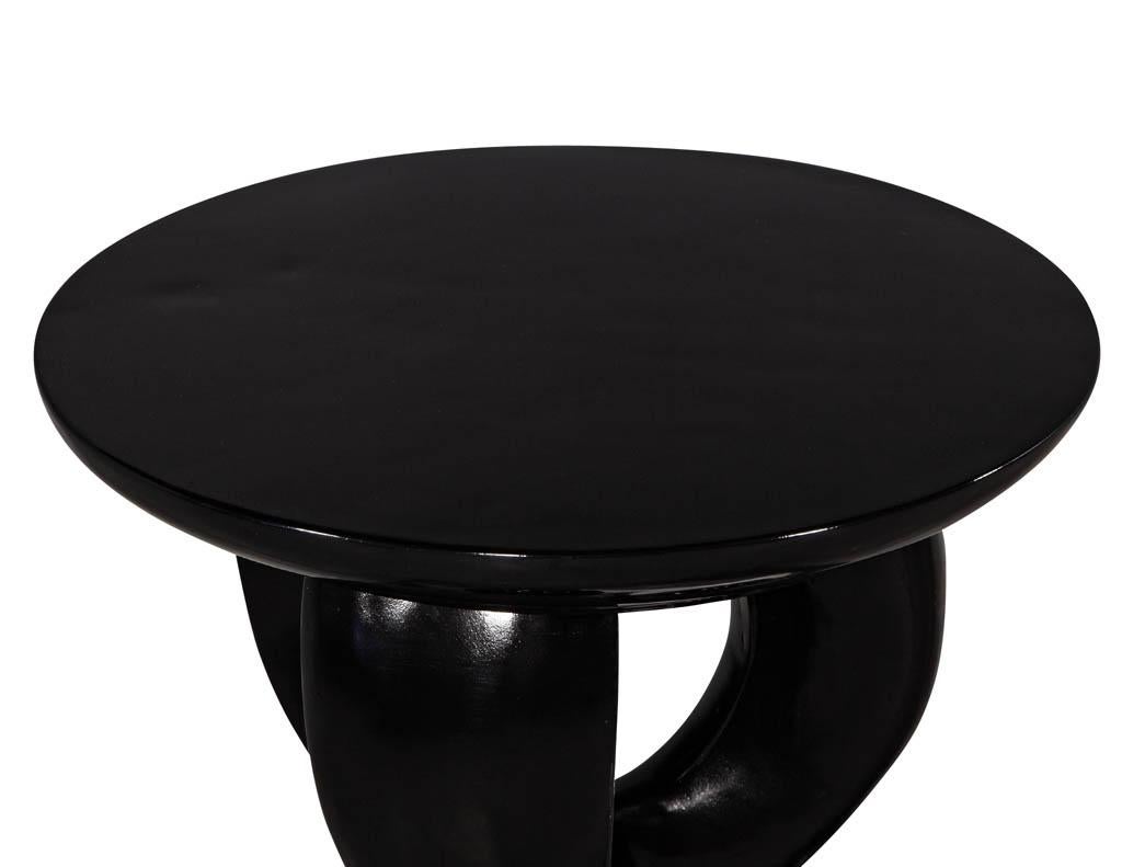 Contemporary Modern Round Black Lacquered Claw Side Table