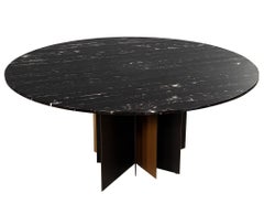 Modern Round Black Marble Top Dining Table