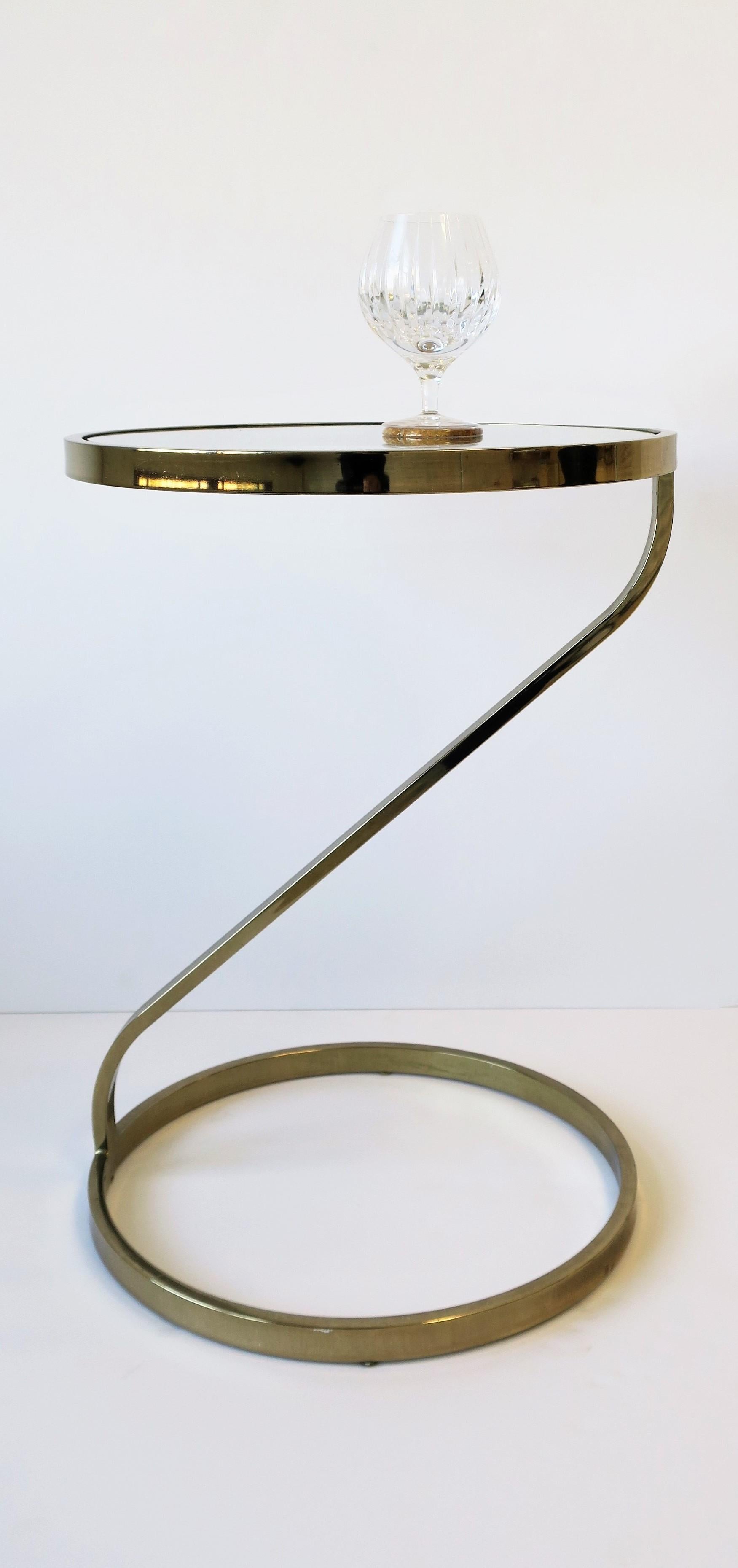 1970s Modern Brass and Glass Side or End Table in Style of Milo Baughman 1