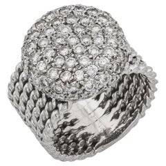 Anello moderno con diamante rotondo taglio brillante in oro bianco 18 carati intrecciato