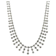 Modern Round Brilliant Cut Diamond Drop Platinum Choker Necklace