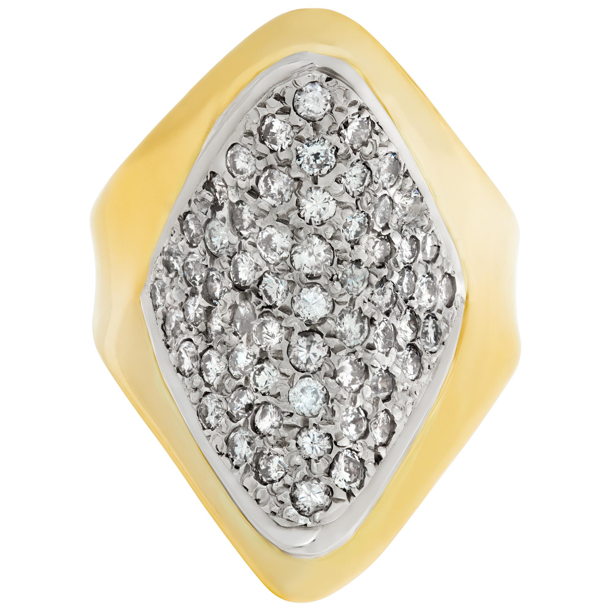 Modern diamonds ring in 18k. Round brilliant cut diamonds total approx.weight: 1.00 carat. All eye clean and white.. Height: 30mm (1.00 inches). Size 6.75This Diamond ring is currently size 6.75 and some items can be sized up or down, please ask! It