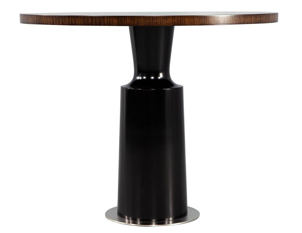 Metal Modern Round Center Table in Walnut